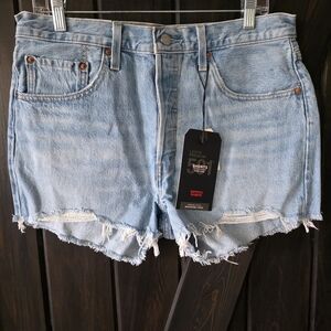 Levi's 501 High-rise Faded Blue Jean Shorts